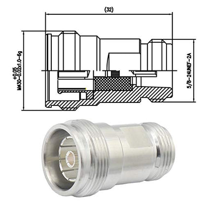 4.3-10 Mini DIN Male to N Female Adaptor 4.3/10 Mini DIN Male to N Female Adapter with Low PIM 160dBc (4.3-10 Female to N Female) - color: 4.3-10 Female to N Female