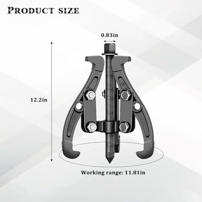 12 Inch Carbon Steel 3-Jaw Reversible Gear and Bearing Puller - size: 12IN