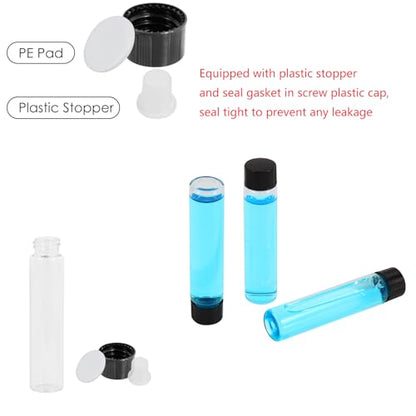 12PCS 7ml Clear Glass Small Vials with Screw Caps & Plastic Stoppers - size: 7ml