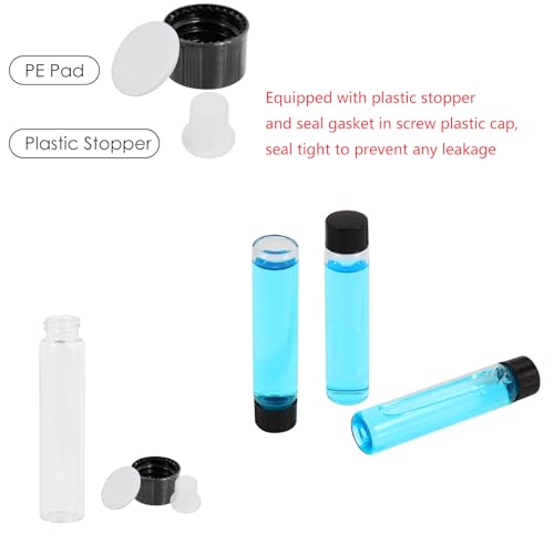 50PCS 7ml Clear Glass Small Vials with Screw Caps & Plastic Stoppers - size: 7ml