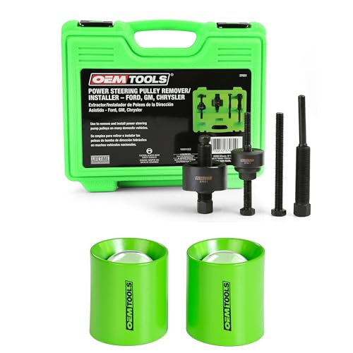 OEMTOOLS Power Steering Pulley Puller and Installer Kit, Mini LED Button Work Light, Removes and Installs Power Steering Pump Pulleys, Rechargeable Pocket Flashlight, 2 Button Mini Flashlights