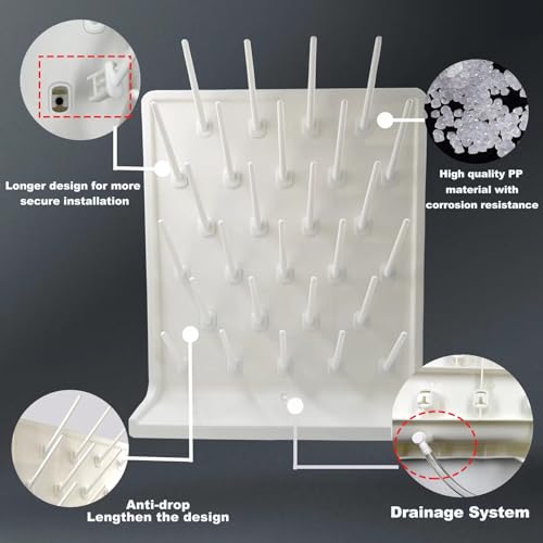 Lab Drying Rack, White, 27 Pegs - color: White, size: 27pegs