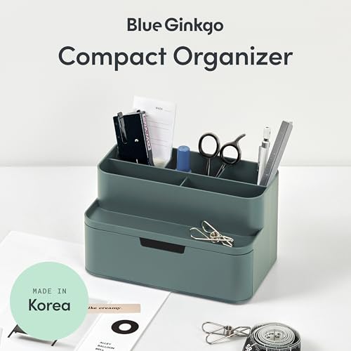 BLUE GINKGO Compact Desk Organizer, Green, Made in Korea - color: GREEN, size: Compact