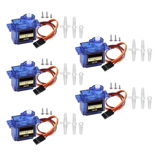 5pcs SG90 Micro Servo Motor Kit 9G Mini Servos with Cable for RC Robot Arm/Hand/Walking Helicopter Airplane Car Boat Control - color: 5pcs