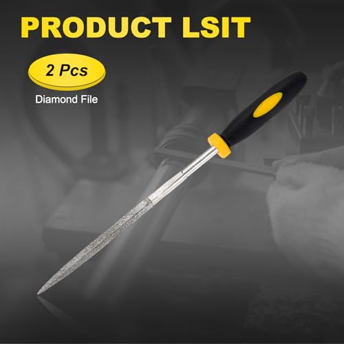 HARFINGTON 2Pcs Diamond File 5x175mm 120 Grit Diamond Needle Square Files - size: 5 x 175mm