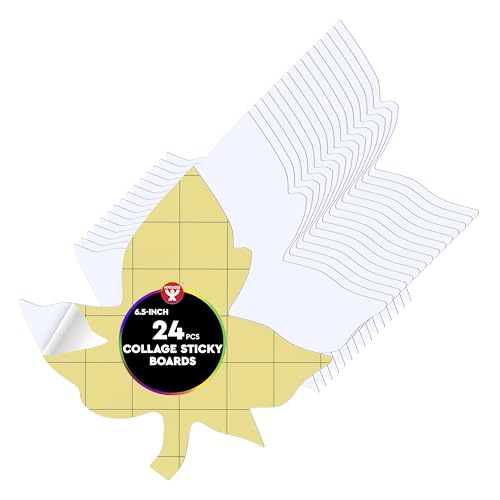 Hygloss Sticky Leaves Craft Boards - 24 Pack 6.5-Inch Self Stick Collage Boards for Kids - Peel & Stick Mounting Boards for Art Projects, School Crafts, Classrooms, and DIY Displays - size: 24-Pcs, style: Leaf 6.5"