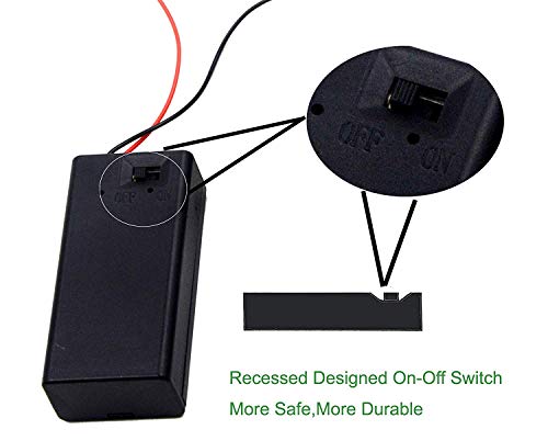 (Pack of 2 9v Battery Holder, 9 Volt Battery Holder with Switch, 9v Battery Case with Switch