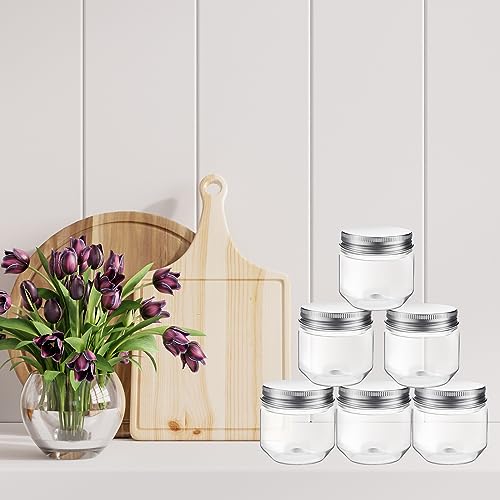 Tanlade 60 Pcs 3 oz Clear Plastic Mini Mason Jars with Lids, Silver - color: Silver
