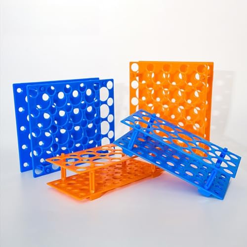 2 Pack Test Tube Rack,28 Well Centrifuge Tube Holder,Detachable Lab Test Tube Holder Rack for 10ml/15ml/50ml(Blue,Orange)