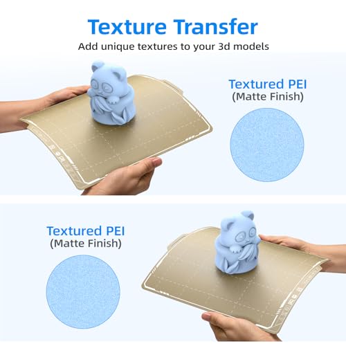 BIQU PyroGrip Double Side Textured PEI Build Plate for Bambu-Lab P1P P1S P2S X2D X1C X1E A1 3D Printers 257x257mm PEI Spring Steel Flexible Sheet Print Bed Removable Surface Platform - color: Textured PEI-Gold, size: P1/P2/X1/A1/X2D