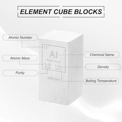 PATIKIL Aluminum Cube, 1x1x2" Al Density Stick High Density Element Rod Unique Metal Cube Periodic Table of Elements Collections Lab Experiment Teacher Scientific Classes - size: 1x1x2", style: Aluminum