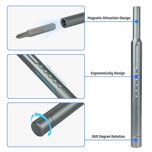 49 in 1 Electronics Precision Screwdriver Set, Professional Magnetic Repair Tool Kit with Stainless Steel Handle and 20 Bits for Computer, PC, iPhone, Laptop, Watch, Xbox, PS5, Ring Doorbell