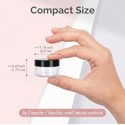 5 Gram Sample Containers 50 Count Small Travel Containers with Lids - color: Black