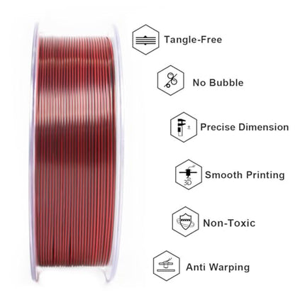 Geeetech Silk PLA Tri Color Filament 1.75mm 3D Printer Filament, Coextrusion Red Gold Black Tri-Colors Metal-Like Shiny Silk PLA Filament, 1kg (2.2lbs) 1 Spool, Dimensional Accuracy +/- 0.02 mm - color: 1kg Triple Color Red-gold-black
