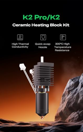 Creality K2 3D Printer Ceramic Heating Block Kit, 300℃ High Temperature Resistance, High Thermal Conductivity, Quick-swap Nozzle - size: Ceramic Heating Block 0.4mm, style: K2