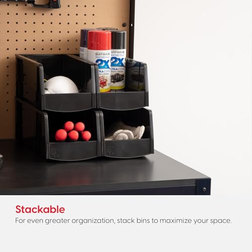 IRIS USA 8-Pack, Medium Stackable Storage Bins, Black - size: Medium - 8 Pack