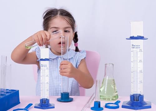 2Pcs 25ml Graduated Cylinder, Thick Glass Measuring Cylinder, with Anti-Falling Plastic Base and Bumper Guards, for Science Laboratory Measuring Liquid, Bring 2 Brushes and droppers - size: 25ml