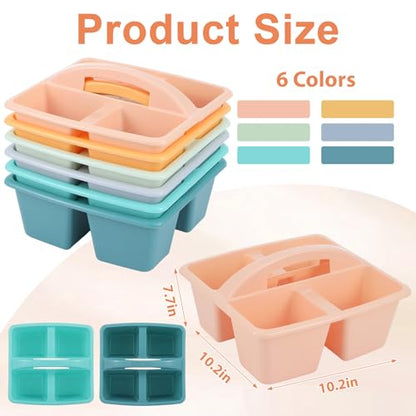 6 Pack 4 Compartment Classroom Caddy with Handle, Boho - color: Boho