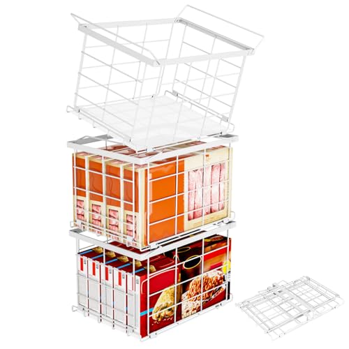 Freezer Organizer Bins for 3.5 Cu.Ft,Upgrade Quick Expand/Collapse,3PACK - color: White 3 Pack