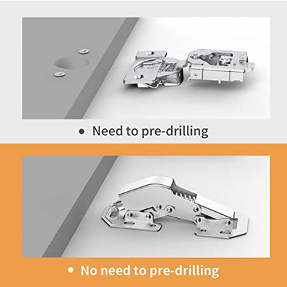 Chibery 4 Pack 90 Degree Soft Close Surface Mount Spring Hinges, Easy Installation No Pre-drilled, Noiseless Frameless Hidden Concealed Kitchen Cabinet Hinge for Cupboard Folded Replacement Hardware