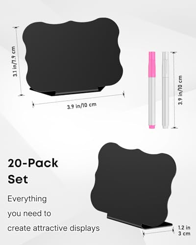 Uniclife 20 Pack Mini Chalkboard Signs for Party Buffet Tables - color: Matte Pvc Waved-20