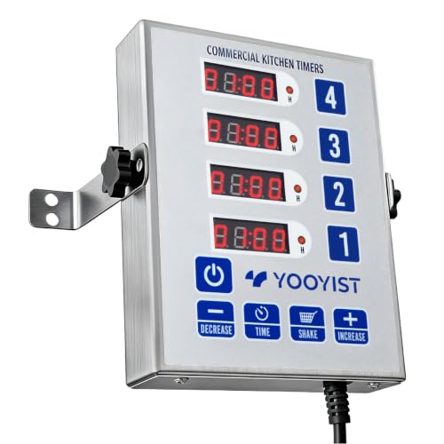 4-Channel Commercial Kitchen Timer Loud Alarm Digital Cook Timer - color: Silver