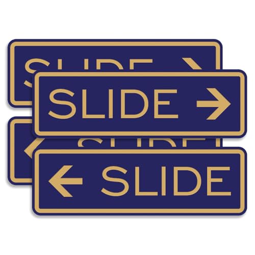 Classic Slide Door Sign - Blue/Gold - Small (2 Sets - 4 Signs) - color: Blue / Gold, size: 4" x 1.25" - Small (2 Pack)