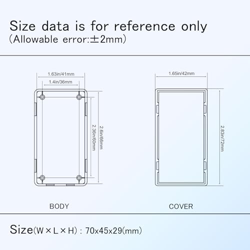 Project Box 8 Pieces Electrical Box Small Junction Box ABS Plastic Enclosure Power Electronic Case Black 2.76" x 1.77" x 1.14"(70 x 45 x 29mm) - color: Black, size: 2.76" x 1.77" x 1.14"