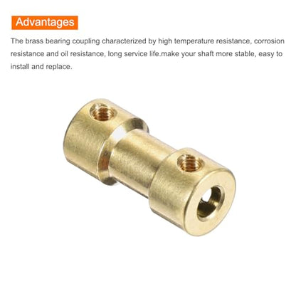 MECCANIXITY 6pcs 4mm to 4mm Brass Shaft Coupling Joint Connector with Screws and Hex Wrench Flexible Motor Shaft Coupler for Car Wheels Tires Shaft Motor - size: 4mm to 4mm