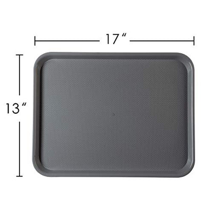 Eslite Rectangular Plastic Serving Trays,Fast Food Serving Cafeteria Trays,17"X13",Set of 6 (Grey) - color: Gray