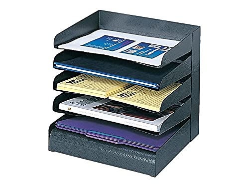 Safco 3127BL Steel Desk Organizer Tray Sorter with 5 Shelves, Black - style: 5 Shelf