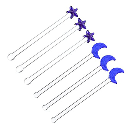 Cabilock 6Pcs Glass Swizzle Sticks, Stirrers for Drink Cocktail, 4.72 Inch Stir Sticks for Mixing Coffee Beverages Cocktails Skewers, Bar Tools for Home Party Bars