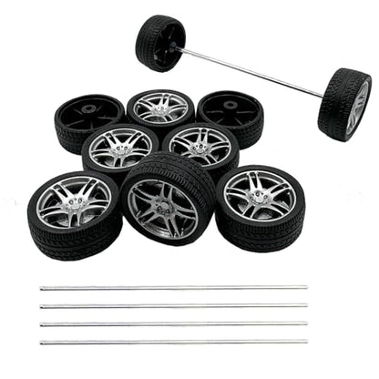 10PCS Toy Car Wheels 32mm Rubber Tire Wheels with Metal Shaft for RC Car Truck DIY Model Toy Wheel Replacement Accessories (2.5x32mm) - style: 2.5x32mm
