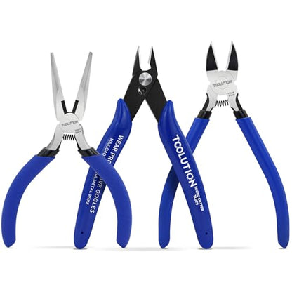 3-Piece Pliers Set - 5 Inch Flush & Wire Cutters & Needle Nose Pliers - size: Needle Nose Pliers & Wire Cutters& Flush Cutters