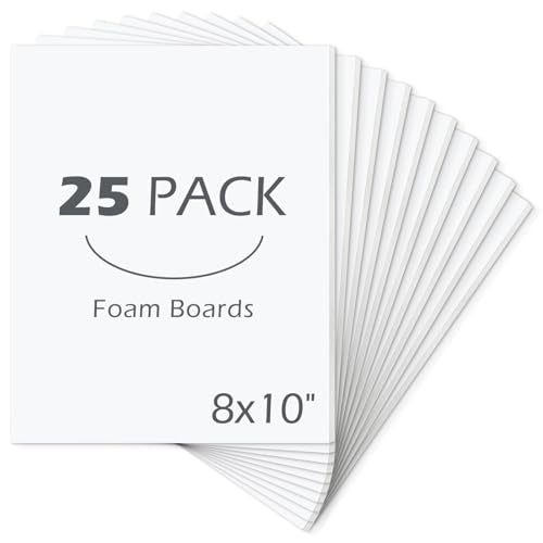 Mat Board Center, 8x10 inche White Foam Board Acid-Free 25 Pack 1/8" Thick - color: White, size: 8x10