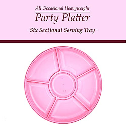 Plasticpro 6 Sectional Round Plastic Serving Tray/Platters Pink Pack of 2 - color: Pink