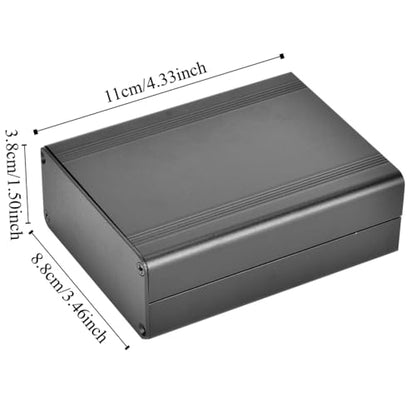 Aluminum Alloy Enclosure Set - Die-Cast Project Box for Electronics with Heat Dissipation, Sandblast Black Finish 4.33x 3.46x1.5in