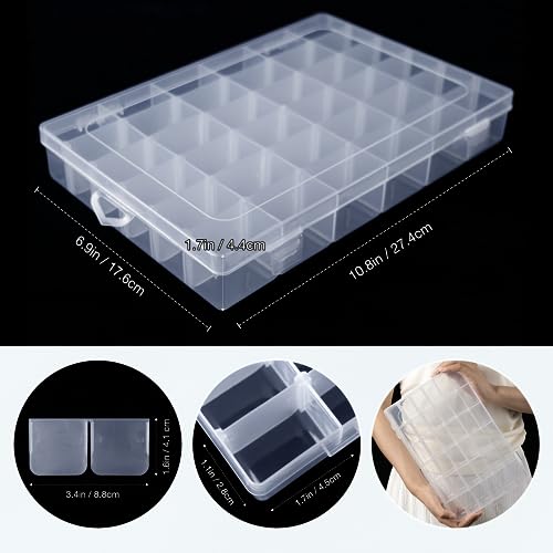 36 Grids Clear Plastic Organizer Box with Adjustable Dividers for Beads - color: Clear-36 Grids