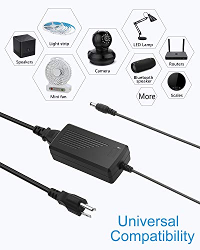 ALITOVE 12V 5A Power Supply AC/DC Adapter 100-240v 50/60hz to 12VDC 60W - size: 2 Pack