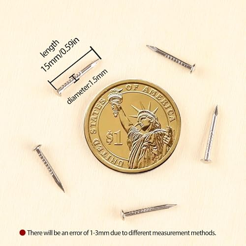 newlng 500pcs Small Nail Round Head Tiny Nails String Art Nails Hand-Made Hardware Accessories Fasteners Mini Nail 1.5mm X 15mm/0.06"X0.6"(DXL) Silver - color: Silvery1.5*15mm