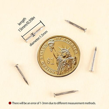 newlng 500pcs Small Nail Round Head Tiny Nails String Art Nails Hand-Made Hardware Accessories Fasteners Mini Nail 1.5mm X 15mm/0.06"X0.6"(DXL) Silver - color: Silvery1.5*15mm