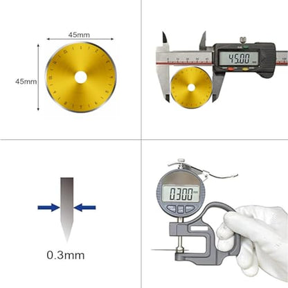 AMASEWART 45mm Titanium Coated Rotary Cutter Blades Fits Fiskars Olfa, Replacement Rotary Blade for Fabric, Quilting, Sewing and Arts & Crafts, Pack of 15 - size: 45mm Titanium