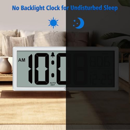 WallarGe 14.5'' Large Digital Wall Clock Battery Operated - color: White