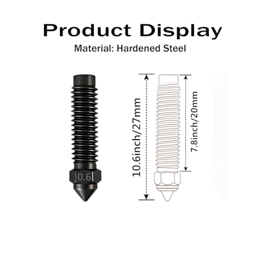 3 Pcs Hardened Steel Nozzles for Centauri Carbon hotend Extruder,High Temperature Wear Resistance nozzles for Elegoo Centauri Carbon 3D Printer Accessories (0.6mm) - size: 0.6mm