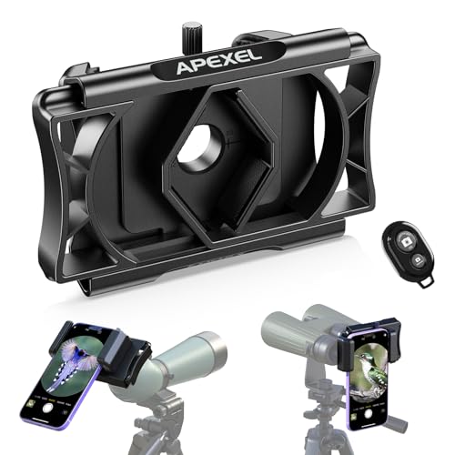 APEXEL 360° Universal Digiscoping Phone Adapter with Bluetooth Remote