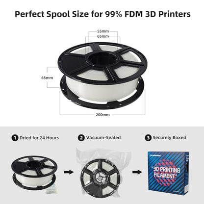 FLASHFORGE PLA Filament 1.75mm, 3D Printer Filament 1kg (2.2lbs) Spool, Dimensional Accuracy +/- 0.02mm, 3D Printing Filament Easy to Use and Fits for Most FDM 3D Printers (Natural) - color: Natural