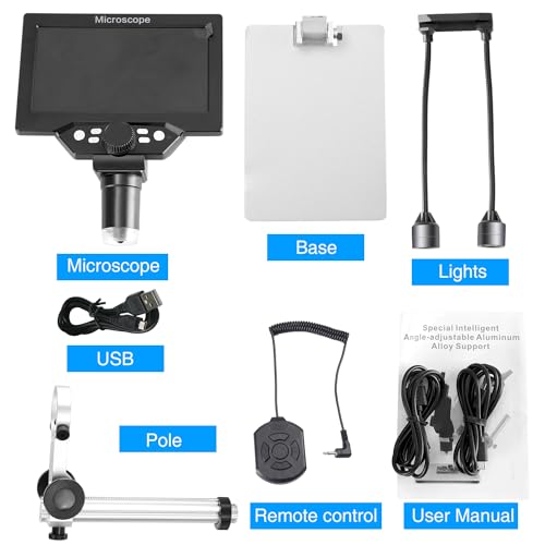 Koolertron 7 Inch LCD Digital Microscope 12MP 1080P with 32G TF Card - size: 7 inch (LCD and 32GB TF Card and Remote Control)