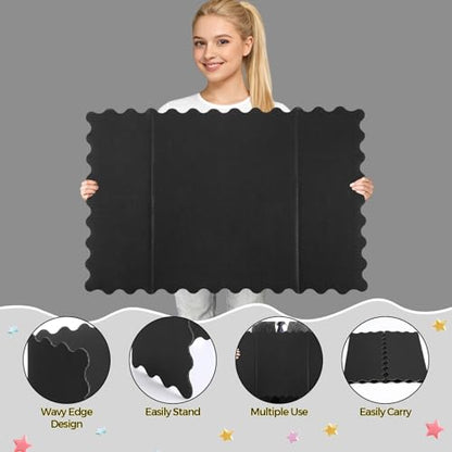 Mooliwe 4 Pack 24" x 16" Trifold Poster Board Scalloped, Black White - color: Black White, size: 24" X 16"