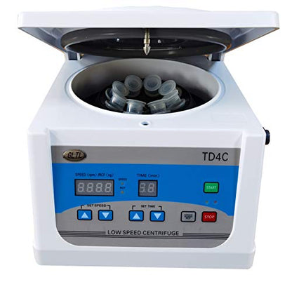 TD4C Digital Bench-Top Centrifuge with Brushless Motor: Ultra-Quiet, Adjustable Speed & Timer, 100-4000rpm (Max 2200xg), 8X(10-15) ml Tubes for Laboratory, Medical Research, Beauty