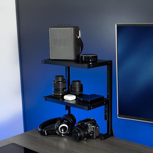VIVO Black Clamp-on 13 inch 2-Tier Desk Shelf, STAND-SHELF2C - color: Black, size: 13 inch